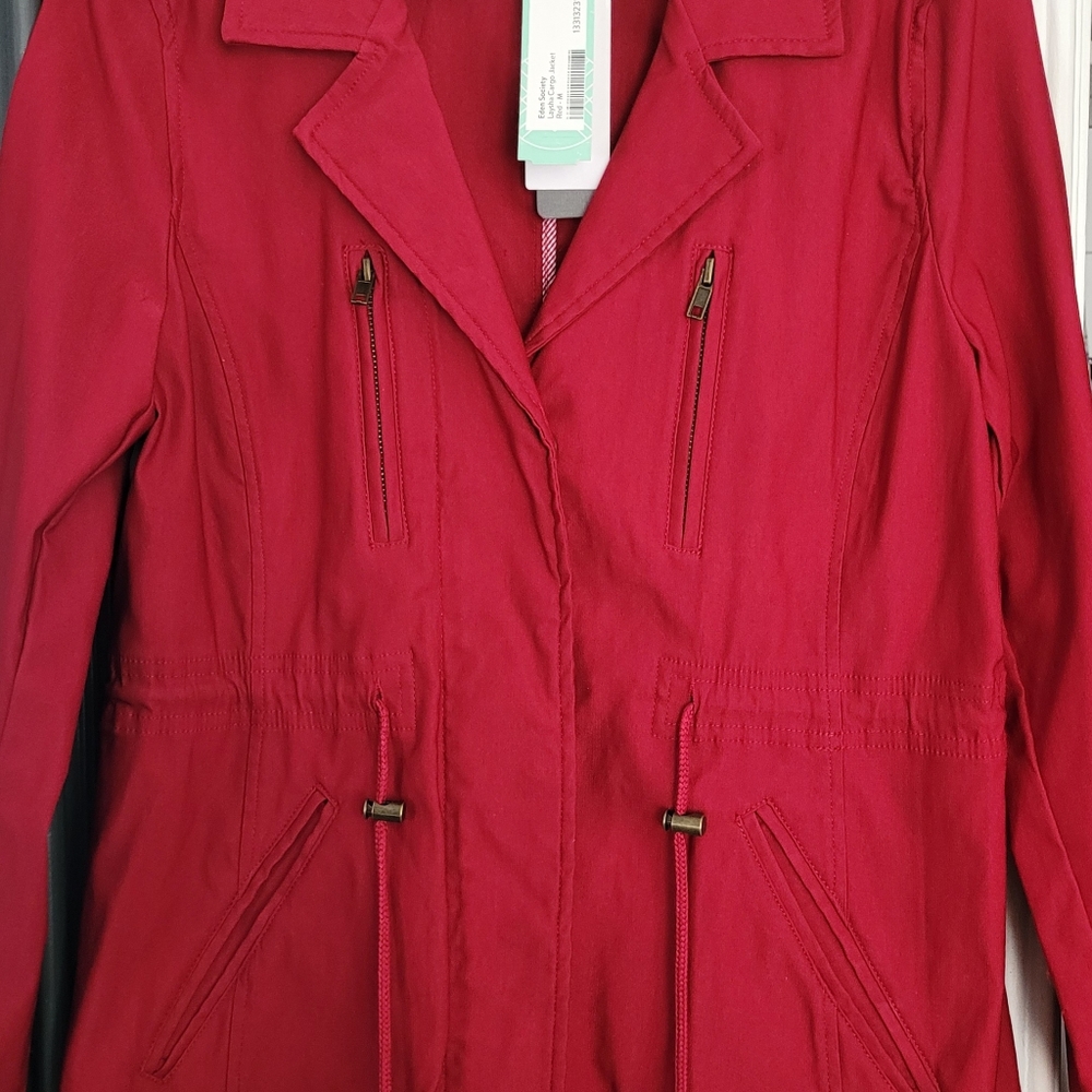 Stitch Fix Eden Society Laysha Cargo Jacket Drawstring Waist Red Medium